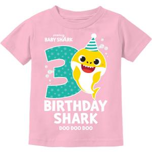 3rd Birthday Baby Shark Shirt - 3 Year Old Outfit for Toddler Boy or Girl - Kids Party T-Shirt (Pink)