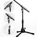 Stage Rocker Foldable Tripod Low-Profile Mic Boom Stand - Height Extending from 9.6'' to 16.9'', w/Adjustable Telescoping Arm Up to 9'', Lightweight/Convenient, Black, Powered by Hamilton(SR610121B)