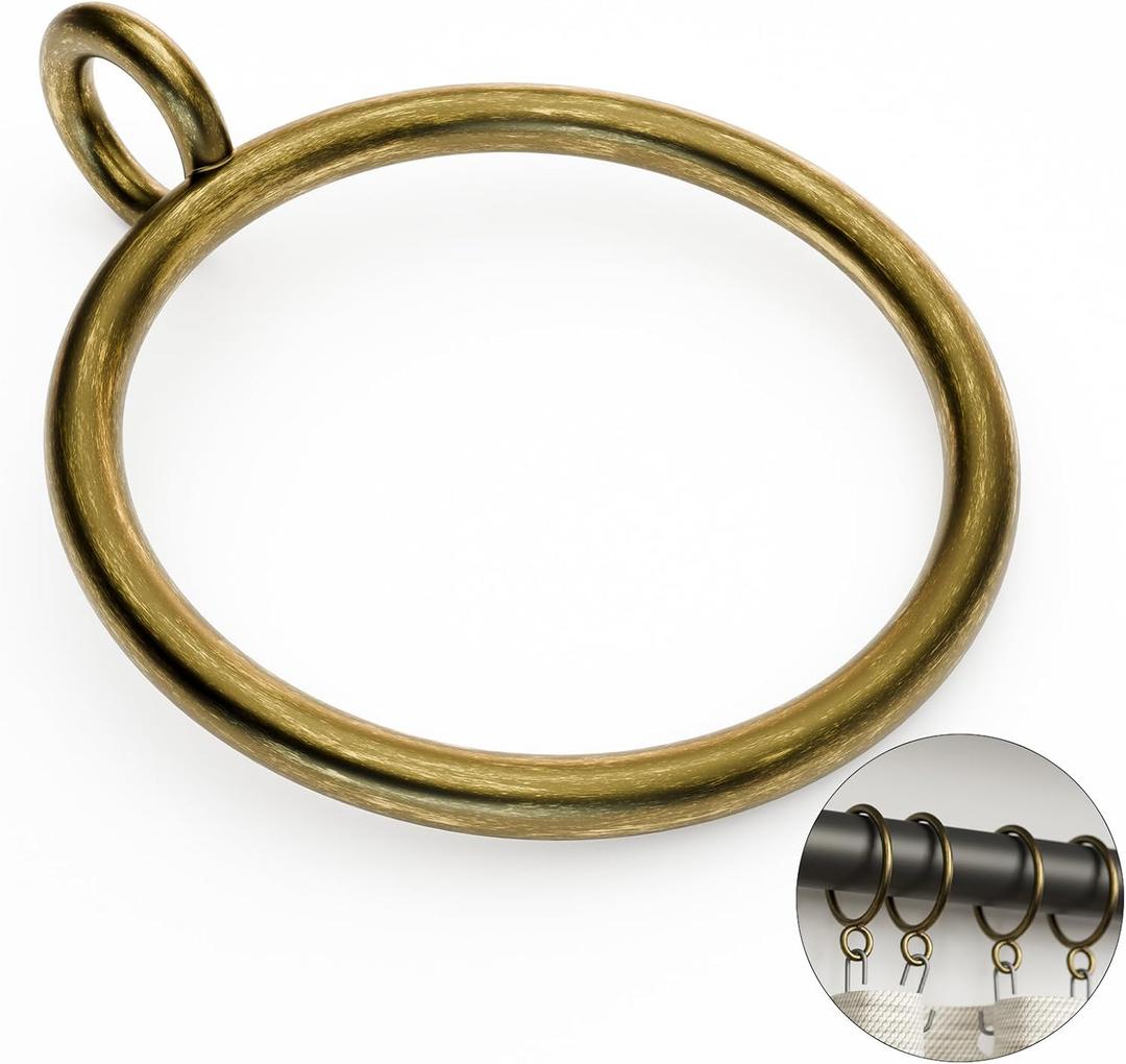 GASRONS 50 Packs Bronze Metal Curtain Rings with Eyelets, 1.25 inch Inner Diameter Drapery Rings Apply for Curtain Rods(Fits Up to 1-Inch Rod)