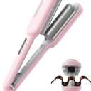 Curling Iron Hair Crimper Waver - TYMO ROVY Beach Waves Curling Wand, Ionic Deep Waver Hair Curler Tool with Ceramic 3 Barrel for Women, Dual Voltage, Anti-Scald, Easy to Use, Pink, 1 Inch