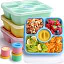 Bento Snack Box Containers for Adults Kids, 4 Pack Lunchable Meal Prep Containers Reusable, Stackable Bento Lunch Box, Food Storage Prep Containers with Lids and 4 Sauce Cups, Pastel Color, Clear Lid