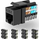 Rapink RJ45 Keystone Jack Cat6 10G Support, Keystone Jacks UTP 25 Pack for Wall Plate and Patch Panel, Rj45 Keystone 90 Degree Black Color for Cat6, Cat5e, Cat5 Cabling