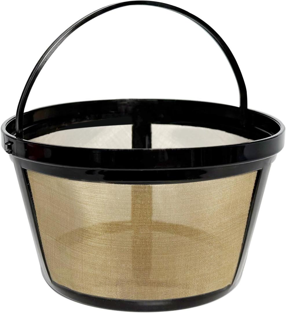 2-PACK Gold Reusable 8-12 Cup Basket Coffee Filter for Mr. Coffee Coffee Makers and Black & Decker Coffee Maker