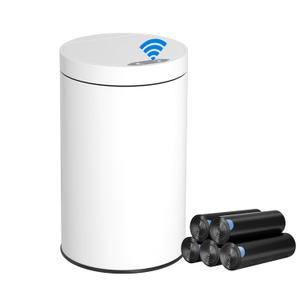 Kaylowe Motion Sensor Bathroom Trash Can with Lid 4 Gallon Stainless Steel Garbage Cans Automatic Touchless Garbage Bin for Kitchen, Bedroom, Office, Living Room, White