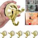 Antimbee Suction Cup Hooks, 5 Pack Suction Cup Hanger, Removable Large Suction Cup with Ultra-Thin Adhesive Disc for Smooth/Uneven Surfaces,Wreath Hangers Max Hanging up to 11 lbs (Gold)
