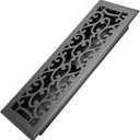 4x14 Inches Heavy Duty Walkable Floor Register - Easy Adjust Air Supply Lever Decorative Floor Vent Covers, Savannah Design Vent Covers for Home - Matte Black