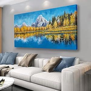 Belmrxne Nature Wall Art Yellow and White Wall Decor Home Decor Aesthetic Funky Canvas Painting Artwork for Living Room Bedroom Dining Room Office Home Decor 24x48 inch