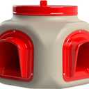 OverEZ Compact Chicken Feeder - Holds 25 Pounds of Feed - Inside or Outside Hen Coop - Large Gravity Fed Automatic Poultry Food Dispenser - No Waste Rainproof Design, 2 Packs