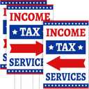2 Pcs Income Tax Directional Arrow Sandwich Board 18" x 12" Red & Blue on White Sign Printed 2-sides Signage Kit