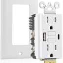 Toptozl 15 Amp GFCI Outlet with USB-C & USB-A Ports, ETL Listed | Self-Test GFCI Electrical Outlet In-Wall, Tamper-Resistant, Thinner Design, USB Charger for Smartphones and Tablets