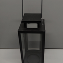 12.4" Black Metal Modern Candle Lantern – Decorative Hurricane Lantern for Indoor & Outdoor Use, Ideal for Table, Black Lantern for Mantle, Halloween, Christmas, and Wedding Decor