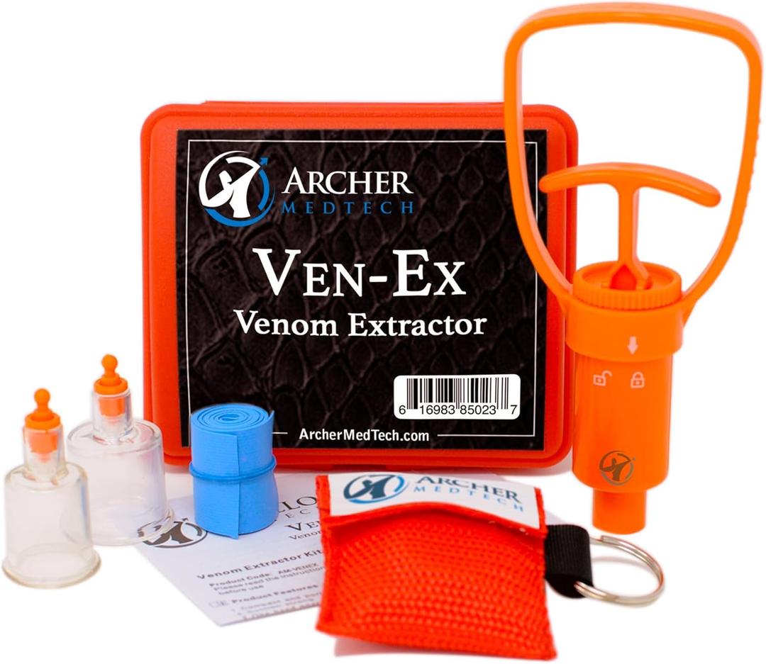 Ven-Ex Snake Bite Kit & Bee Sting Kit Portable Venom Extractor for Humans and Dogs with Tourniquet, Bonus CPR Face Shield, Outdoor First Aid for Hiking, Camping & Backpacking
