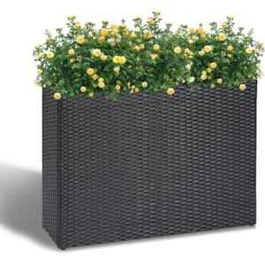 LEWIS&WAYNE Large Rectangular Block Planter Box Handmade Wicker Tall Planters for Outdoor Plants with Removable Liners Modern Planter for Indoor Outdoor Patio Deck - Black, 38''x11''x30''