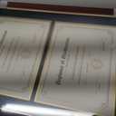 GMFrames Double Diploma Frame for Two 8.5x11 Certificates with Navy over Gold Mat, Solid Wood, UV Protection Acrylic, Cherry Finish with Gold Trim, 14x20 for Double 8.5x11