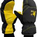 SKYDEER Warm Ski Mittens with Soft Premium Deerskin Leather and 150G 3M Thinsulate Insulation (SD8753M, Unisex) (Small, Gold)