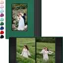 Ejblfe Photo Album 4x6,Linen Cover Slide-in Photo Album Book Can Holds 100 4x6 Photos with 50 Black Sheets for Family,Wedding,Baby and Holiday Pictures (Dark Green)