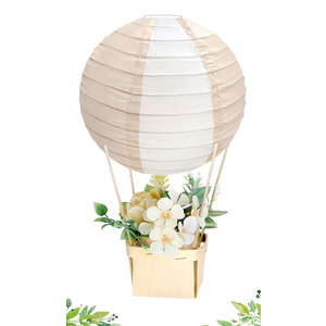 Retisee 2 Sets Baby Shower Hot Air Balloon Centerpieces with 10 Inch Large DIY Paper Lanterns, Wooden Berry Boxes and Sticks for Wedding Birthday Party Favor Gifts Gender Reveal Table Decoration
