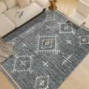 Area Rug 120'x95' for Living Room Bedroom Washable Moroccan Boho Rugs for High Traffic Area Non Slip & Non-Shedding Rugs Fade Resistant Carpet for Kitchen Office (Grey)