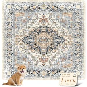 nunubaby Washable Pee Pads for Dogs, Stylish, Non-Slip and Leak-Proof Pee Pads. Reusable Potty Pads for Dogs for Crates and Floors.(Beige/Multi, 72" x72" ) (72x72 Inch (Pack of 1))