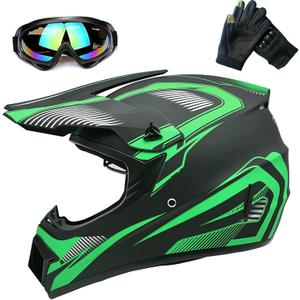 ATV Youth Kids Motocross Helmet for 4 Wheeler Dirt Bike Street Riding with DOT FMVSS 218 (Small, Light Green)