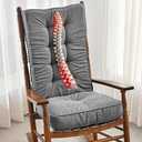 SUNROX Memory Foam Jumbo Rocking Chair Cushions, FadeShield Water Resistant Non Slip Durable Tufted Pads, Set of Seat & Back Cushion with Ties for Indoor/Outdoor Rocker, 2 Piece, Heather Charcoal Grey