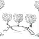 Crystal Tealight Candle Holder Centerpiece Home Decorative Candlestick Holder Elegant Table Centerpiece Home Decor Wedding Party Anniversary (Silver, Set of 3)