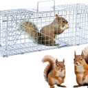 24" Live Animal Trap, Humane Animal Trap for Stray Cats up to 5.5 pounds, Raccoons, Squirrels, Skunks, Moles, Marmots, Armadillos, Rabbits, Steel Folding with Pedal Trigger
