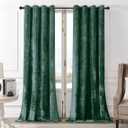 SMILETIME Forest Green Crushed Velvet Grommet Curtains 52x108 inch Luxurious Thermal Insulated Soundproof Drapes for Living Room Office Soft and Durable Light-Filtering Window Treatments, 2 Panels