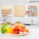 3 Pieces Handmade 13 Inch Wicker Round Fruit Basket Bamboo Woven Basket Tray Woven Food Storage Decorative Serving Tray Wall Hanging Baskets Kitchen Storage Farmhouse Decor Wall Decor Living Room