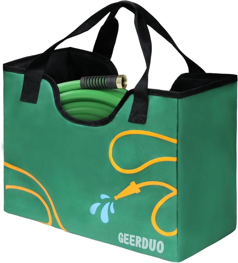 Garden Hose Storage Bag, Portable Expandable Hose Holder for 50-100ft Tube (Green)