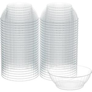 R-kay 10 Oz Clear Plastic Bowls - 50 Pack disposable bowls - Premium Hard Small Plastic Bowls - Heavy Duty Ice Cream Bowls Disposable Dessert Bowls For Party