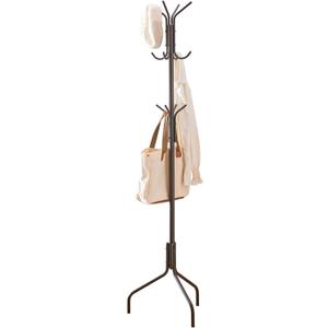 Coat Rack Freestanding,hat and coat rack stand for entryway,Living Room,Bedroom,Metal coat tree with12 Hooks and 3 Legs (Brown)