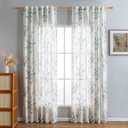 MYSKY HOME Linen Sheer Curtains 84 inches Long for Living Room Window Curtains Light Filtering Privacy Protect Farmhouse Style Decorative Texture Soft Touch for Dining Room/Cafe, Teal, 2 Pcs