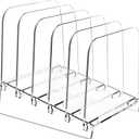 File Holder File Sorter, Vertical File Organizer for Desk, Desk Top File Folder Organizer Stand, Acrylic File Rack File Folder Holder, 5 Sections Clear File Stand for Office, School, Home