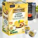 Twinings Lemon & Ginger Herbal Tea K-Cup Pods for Keurig, 24 Count (Pack of 1), Tangy & Spicy, Naturally Caffeine-Free, Enjoy Hot or Iced (EXP 02/14/29)