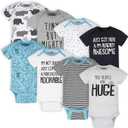 Onesies Brand unisex-baby 8-pack Short Sleeve Mix & Match Bodysuits (Newborn, White Elephant)