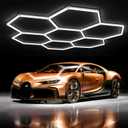 31Lights LED Hexagon Honeycomb Lights,7-Hex Honeycomb Lights 48800Lumens Hexagon DIY Super Bright Car Detailing Ceiling 488W LED Shop Light for Warehouse Workshop Gym Basement