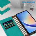 ZZXX for Samsung Galaxy A35 Wallet Case Strong Magnetic 6.6 inch,Lake Blue