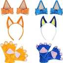 Kyson 6 PCS Blue Dog Ears Headbands,Halloween Cartoon Blue Heeler Puppy Cosplay Costume Accessories Birthday Present for Kids