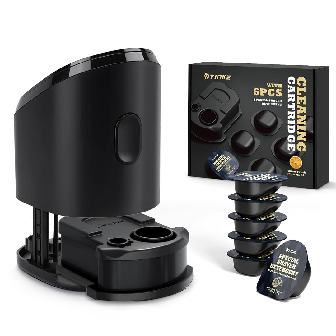 Yinke Reusable Cleaning Cartridge with 6 Pack Refill Cleaning Concentrate Capsules for Braun Clean & CCR, Replacement Shaver Cleaner Solution for Clean&Charge Cleaning System, (6+1 Set)