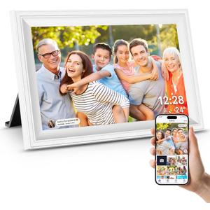 Smart White Digital Picture Frame WiFi Send Photos from Your Phone 16GB Storage 10.1inch 1280x800 IPS Touch Screen Digital Photo Frame Auto-Rotate Wall Mountable Photo Picture Frame Digital, Black 