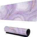 Purple Gold Marble Mouse Pad Gaming XL Large Mousepad Pretty Desk Mat for Women and Girls Long Extended Big Keyboard Pads Table Accessories for Gaming and Office 31.5 X 11.8 Inch (One Size)