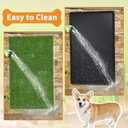 LOOBANI Large Dog Grass Pad with Tray - Dog Litter Box - Indoor Potty for Apartment and Patio Training - with 2 Packs Grass Pee Pads for Replacement, 47.629 Inch