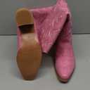 IUV Cowboy Boots For Women Knee High Western Cowgirl Boots Snip Toe Side Zipper Chunky Heel (8, Pink)