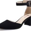 IDIFU Women's IN2 Pedazo Dress Shoes Low Block Heels Comfortable Chunky Closed Toe Ankle Strap Wedding Pumps 7