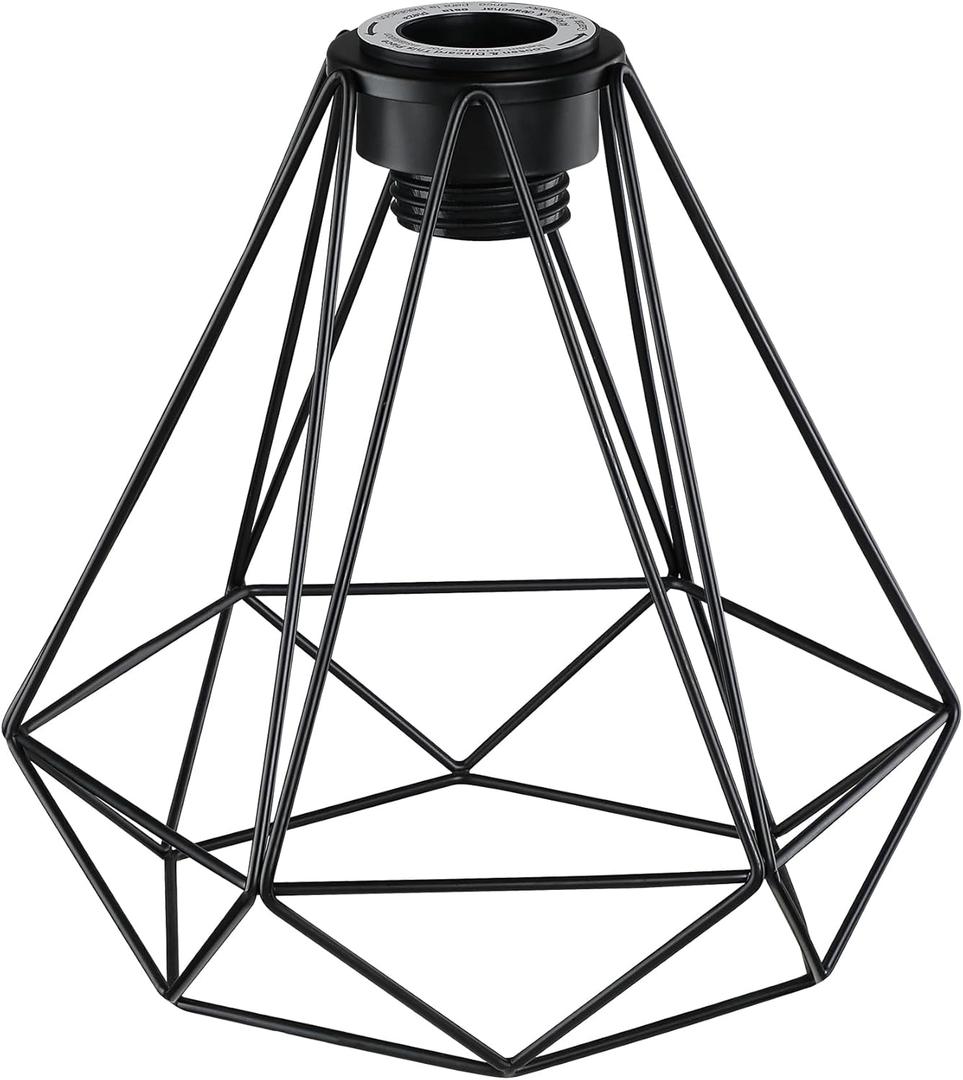 Metal Pendant Lamp Shade Cover, 8 Inch Black Hanging Light Bulb Cage Covers Guard, Industrial Iron Replacement Light Shade, Vintage Light Fixture Covers Decorative Shade Only,1 Pack,E26