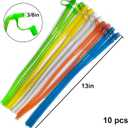 Reusable Plastic Straws 13 Inch - Bendy Drinking Straw With Covers Cap Assorted Colors - Corrugated Flexible Bendable - 10 Pack