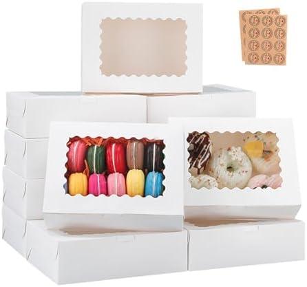 KGVZPT 50pcs 12x8x2.5 Inch Cookie Boxes with Window White Bakery Boxes Pastry Boxes,Treat Boxes Strawberry Boxes for Chocolate Covered Strawberries,Muffins