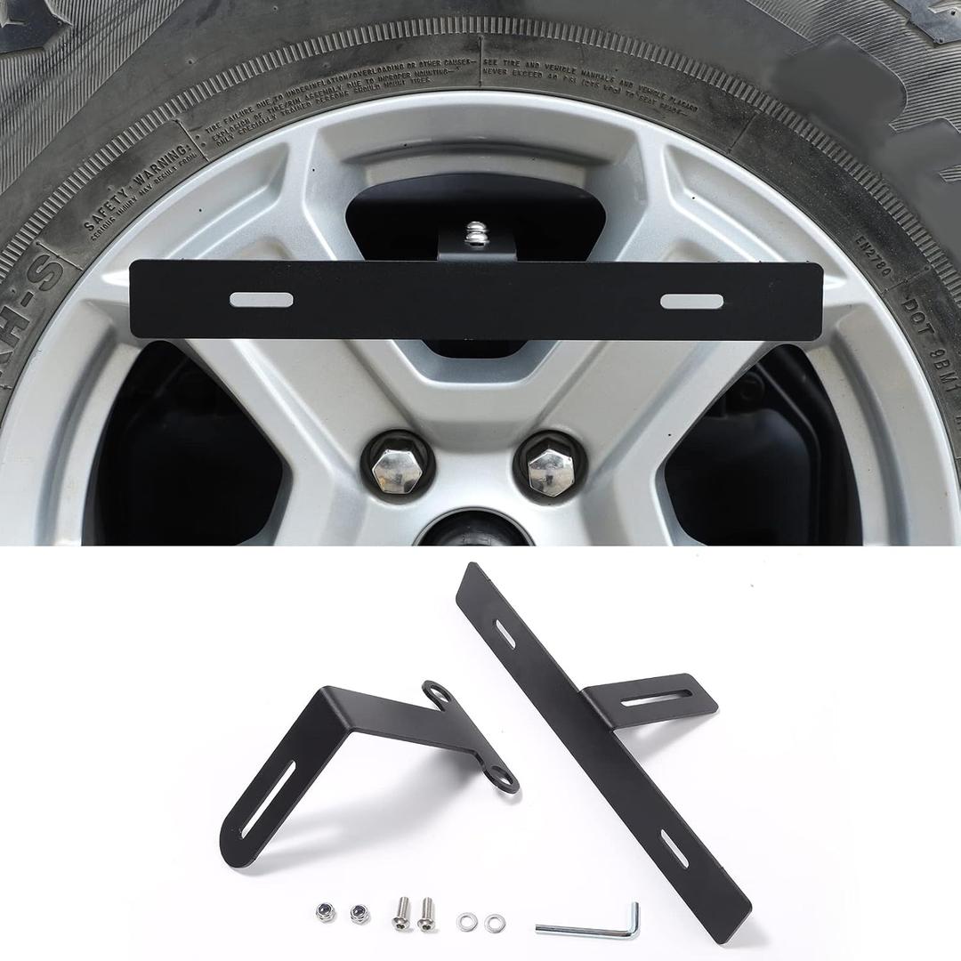 Hoolcar Spare Tire License Plate Relocation Bracket Holder for 2007-2021 Jeep Wrangler JK JKU JL JLU, Black