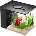 Vehipa Betta Fish Aquarium 2.9L (0.78 Gal), Acrylic Small Fish Tank Kit with Water Filter Pump & LED Light, Ideal for Small Fish, Shrimp and Plants, Black